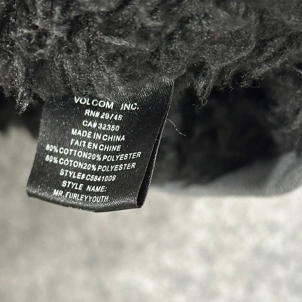 Y2K Volcom Youth Checkered Faux‎ Fur Lined Hoodie Jacket Kids XL